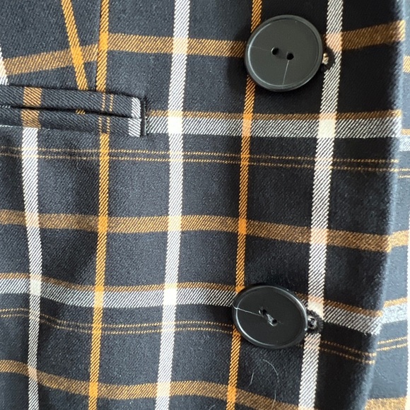 Maeve Anthropologie Womens Oversized Plaid Equestrian Black Fall Blazer Size 2 - Picture 5 of 15